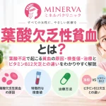 葉酸欠乏性貧血とは何か、葉酸不足で起こる貧血の原因、特徴的な検査値、治療法、ビタミンB12欠乏との違いを解説する記事のアイキャッチ