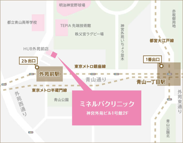ミネルバクリニックまでのアクセスマップ