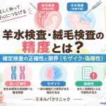 羊水検査と絨毛検査の精度について、確定検査の正確性とモザイク・偽陽性などの限界を示すイメージ