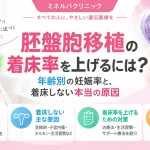 胚盤胞移植の着床率を上げるためのポイントと年齢別の妊娠率、着床しない原因を解説するアイキャッチ