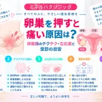 卵巣を押すと痛い原因について、卵巣痛のチクチクする痛みや左右差、考えられる疾患と受診の目安を解説する記事のアイキャッチ