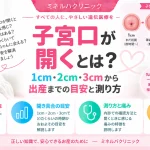 子宮口が開くとはどのような状態か、1cm・2cm・3cmから出産までの目安と子宮口の測り方を解説するアイキャッチ