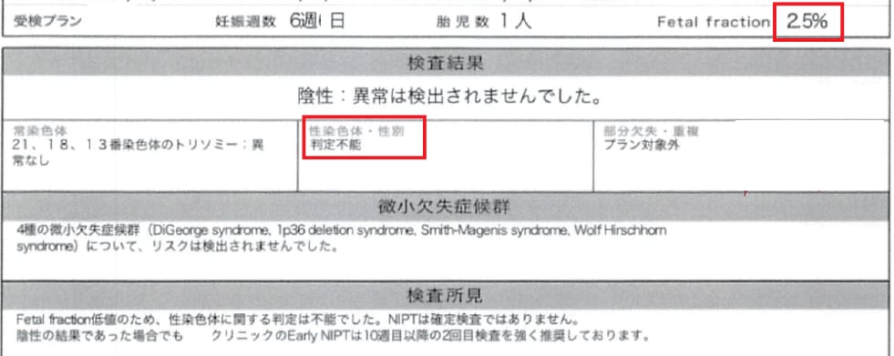 早期NIPT他院検査結果2