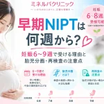 早期NIPTは妊娠何週から受けられるかを解説し、妊娠6〜9週で検査する理由、胎児分画と再検査の注意点を紹介するアイキャッチ画像