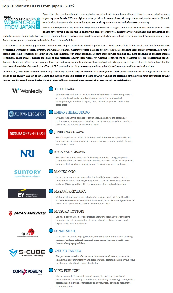 Global Woman Leader Magazine 日本の女性CEO10人特集号