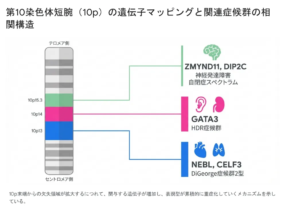 第10番染色体短腕(10p)の遺伝子マッピングと関連症候群の相関構造