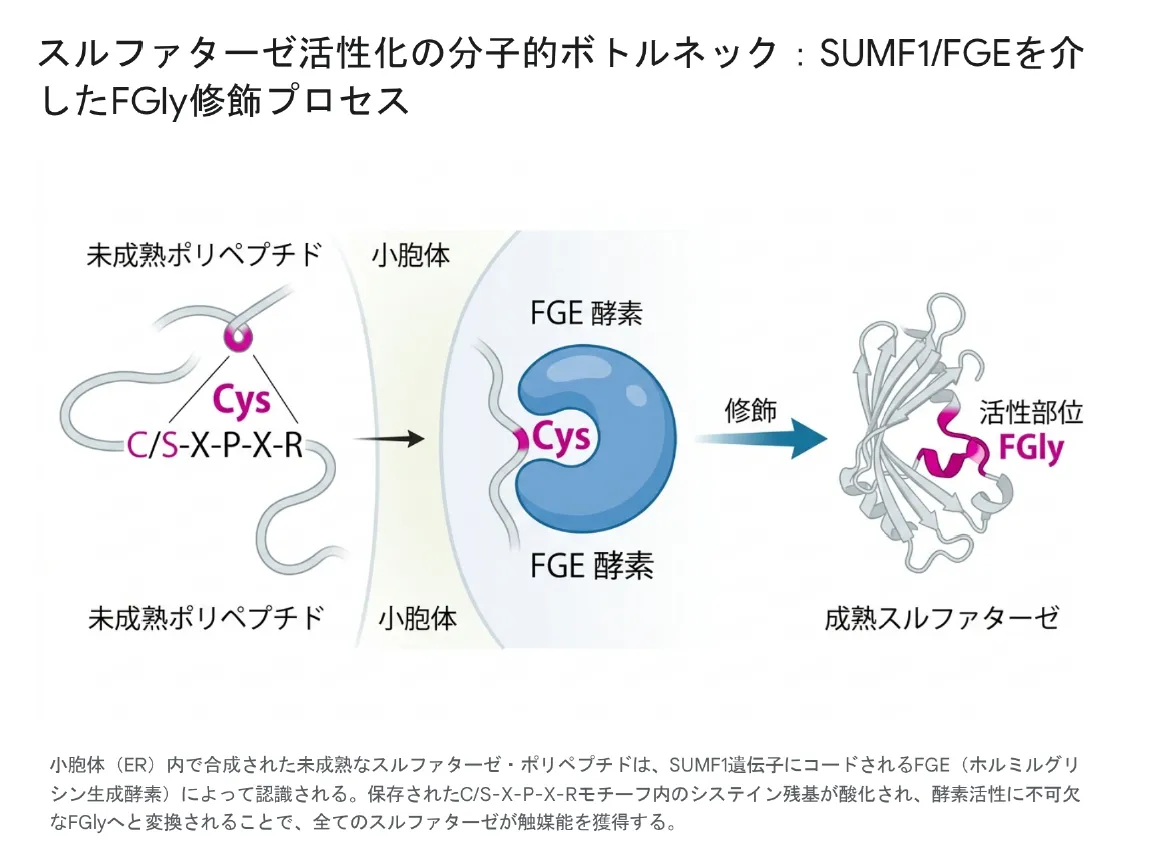 スルファターゼ活性化の分子的ボトルネック SUMF1/FGEを介したFGly修飾プロセス