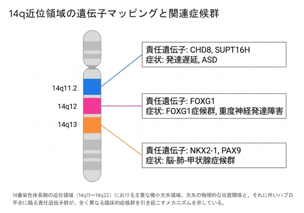 14q近位領域の遺伝子マッピングと関連症候群
