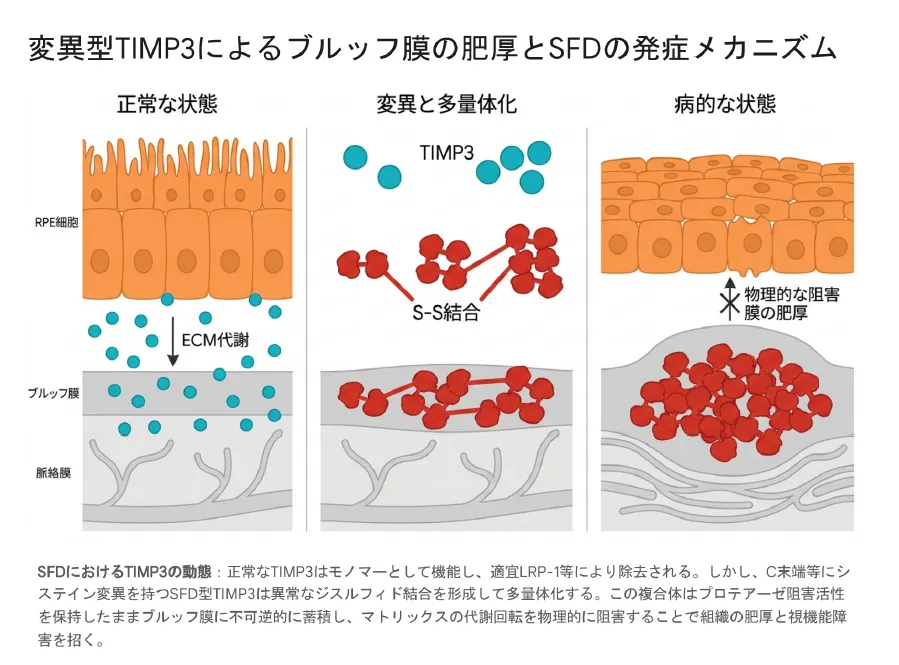 変異型TIMP3によるブルッフ膜の肥厚とSFDの発症メカニズム