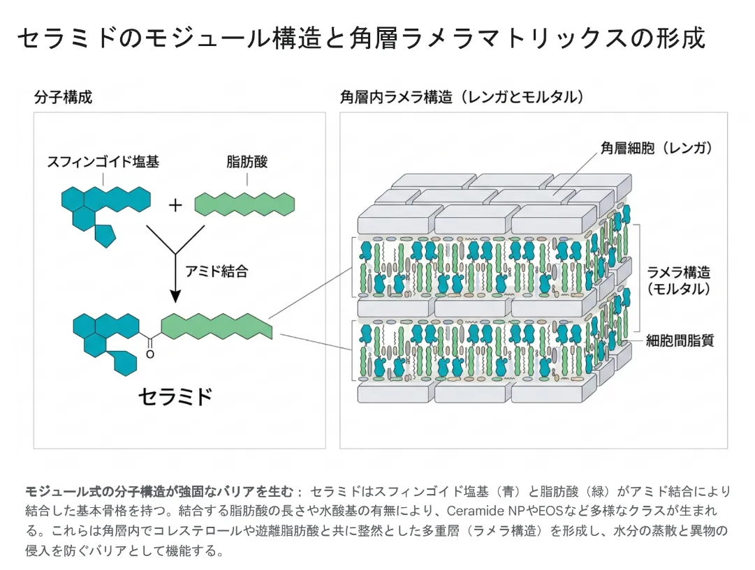 セラミドのモジュール構造と角層ラメラマトリックスの形成