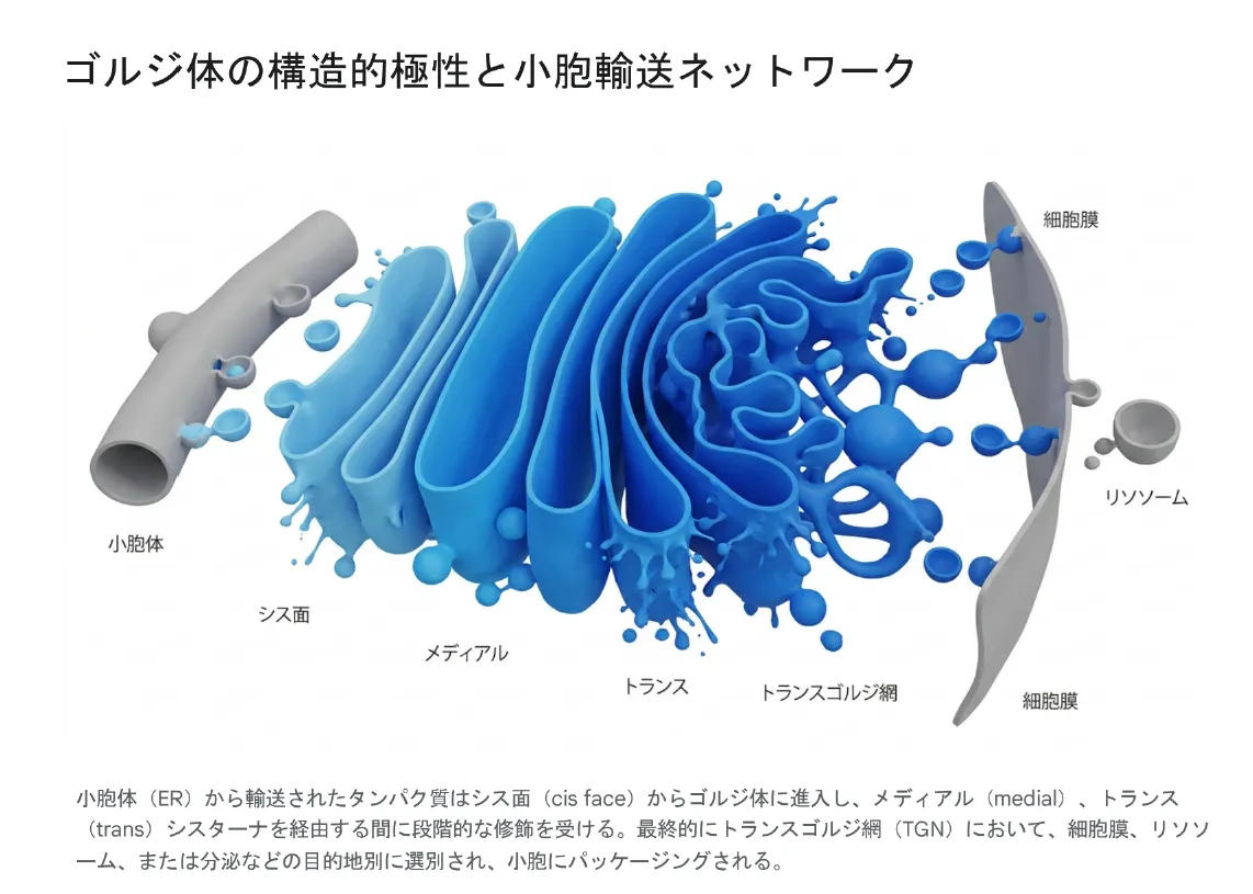 ゴルジ体の構造的極性と小胞輸送ネットワーク