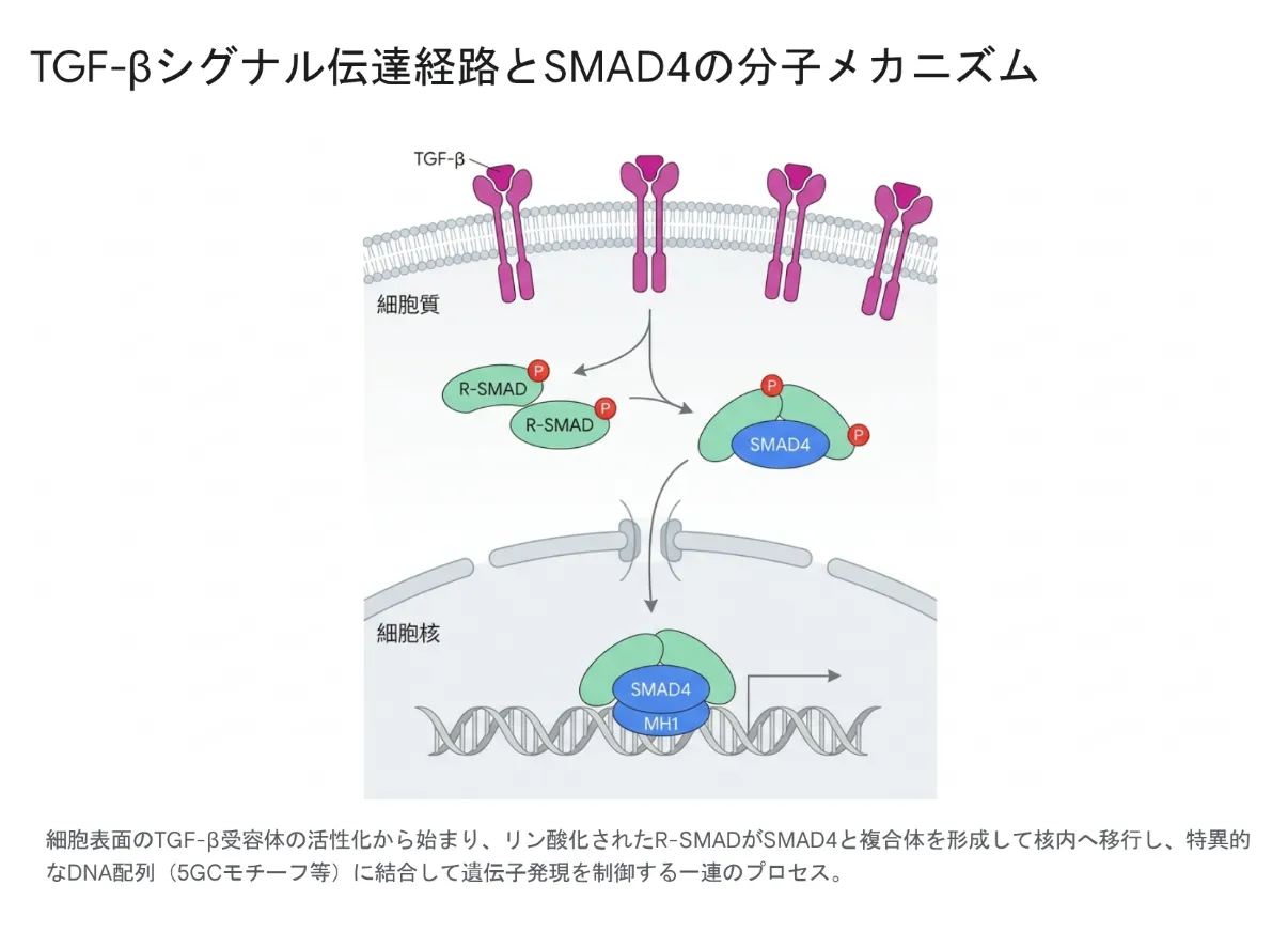 TGF－βシグナル伝達経路とSMAD4の分子メカニズム