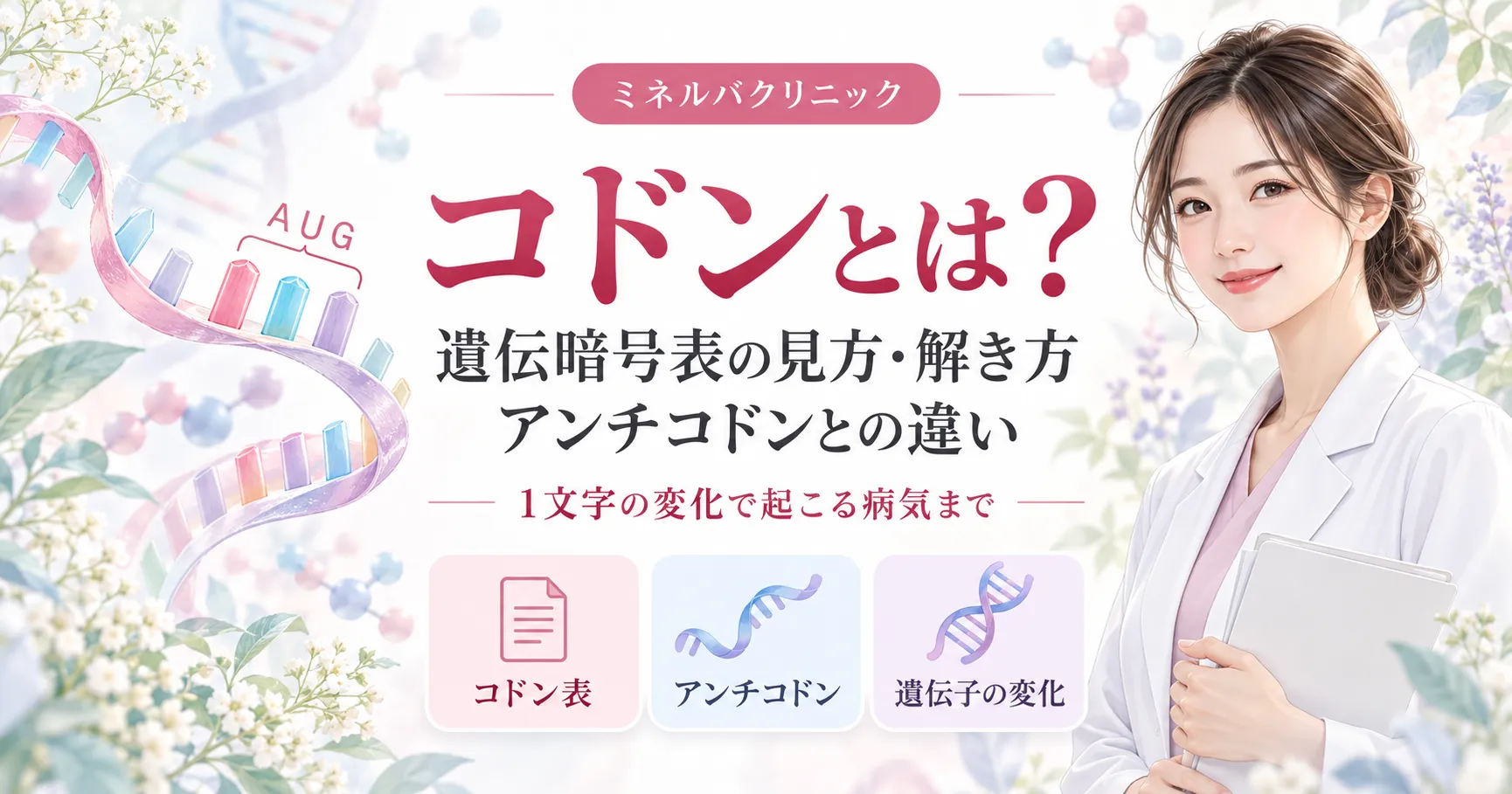 コドンとは？遺伝暗号表（コドン表）の見方・解き方とアンチコドンとの違い ― 1文字の変化で起こる病気まで