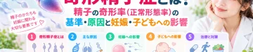 奇形精子症とは何か、精子の奇形率（正常形態率）の基準や原因、妊娠への影響と子どもへの影響を解説する記事のアイキャッチ