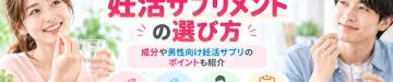 妊活サプリメントの選び方について、必要な栄養成分や選ぶ際の注意点、男性向け妊活サプリのポイントを解説する記事のアイキャッチ