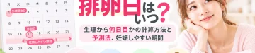 排卵日はいつなのか、生理開始日から何日目かを計算する方法や排卵日の予測法、妊娠しやすい期間を解説する記事のアイキャッチ