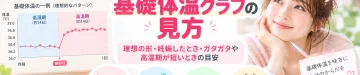 基礎体温グラフの見方について、理想的な形や妊娠したときの特徴、グラフがガタガタする場合や高温期が短い場合の目安を解説する記事のアイキャッチ