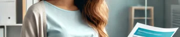 妊娠中の女性が遺伝子検査の結果を心配そうに見つめる様子