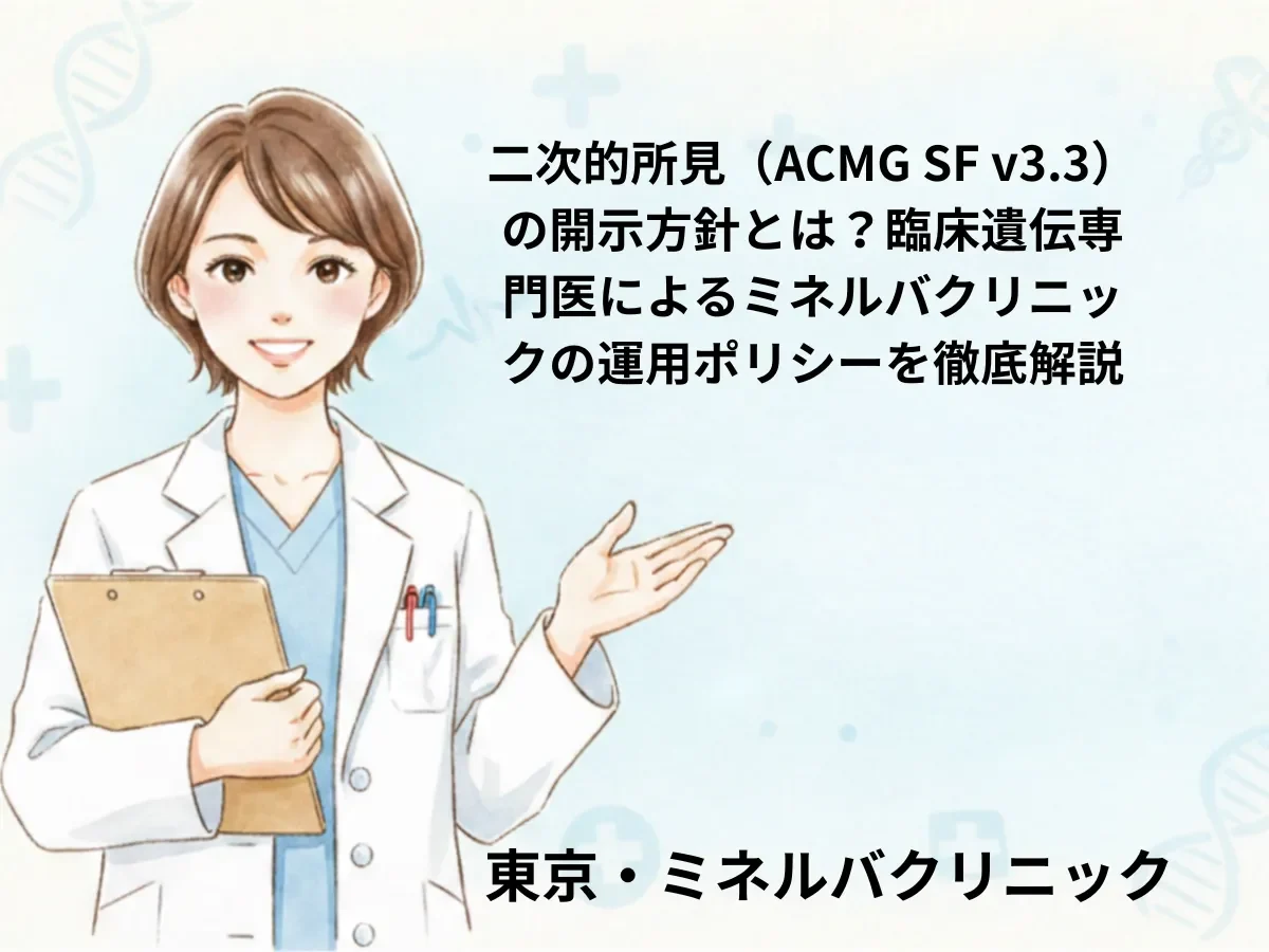 二次的所見（ACMG SF v3.3）の開示方針とは？臨床遺伝専門医によるミネルバクリニックの運用ポリシーを徹底解説