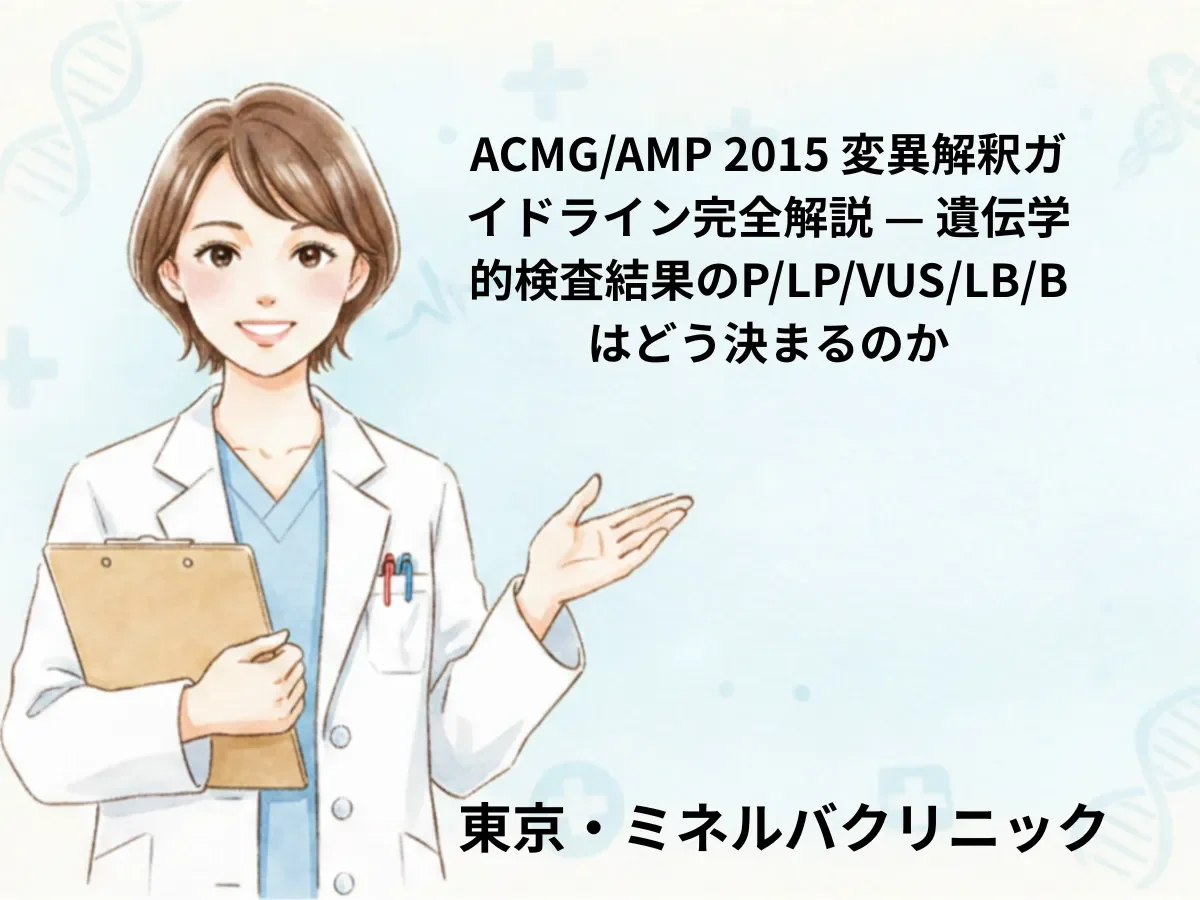 ACMG/AMP 2015 変異解釈ガイドライン完全解説 — 遺伝学的検査結果のP/LP/VUS/LB/Bはどう決まるのか